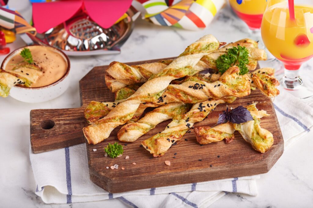 Grissini de Queijo Montanhês e Espinafre,